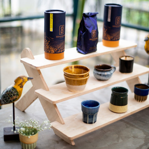 Three Step Wooden Display Stand for Showroom / Shopping Mall / Popup shops / art display