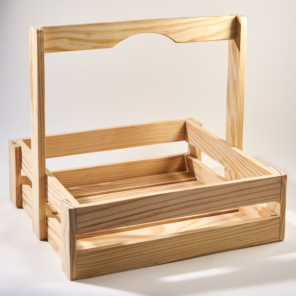 Multipurpose Wooden Crate with Long Handles