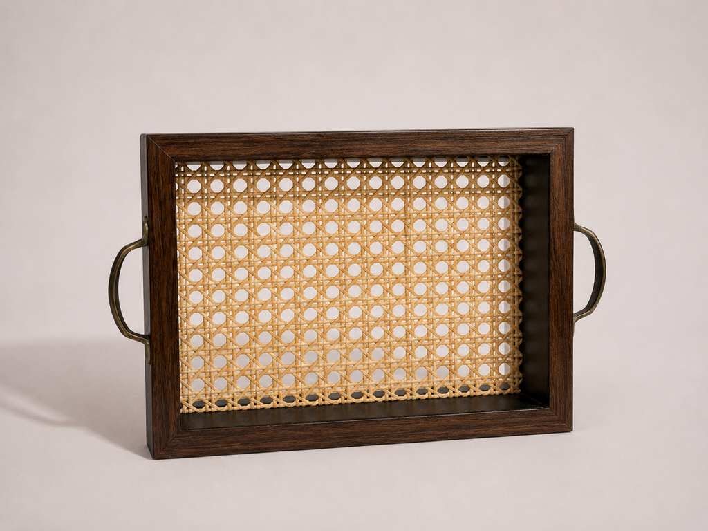 Dark-Wood Woven Tray