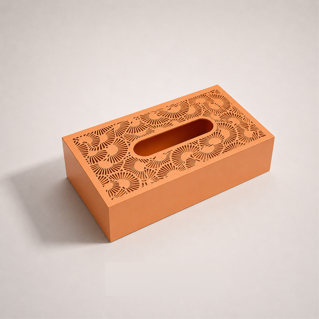 Decorative Wodden Tissue Box Bottom Sliding (orange)