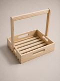 Wooden Rectangular Basket with Tall Handel