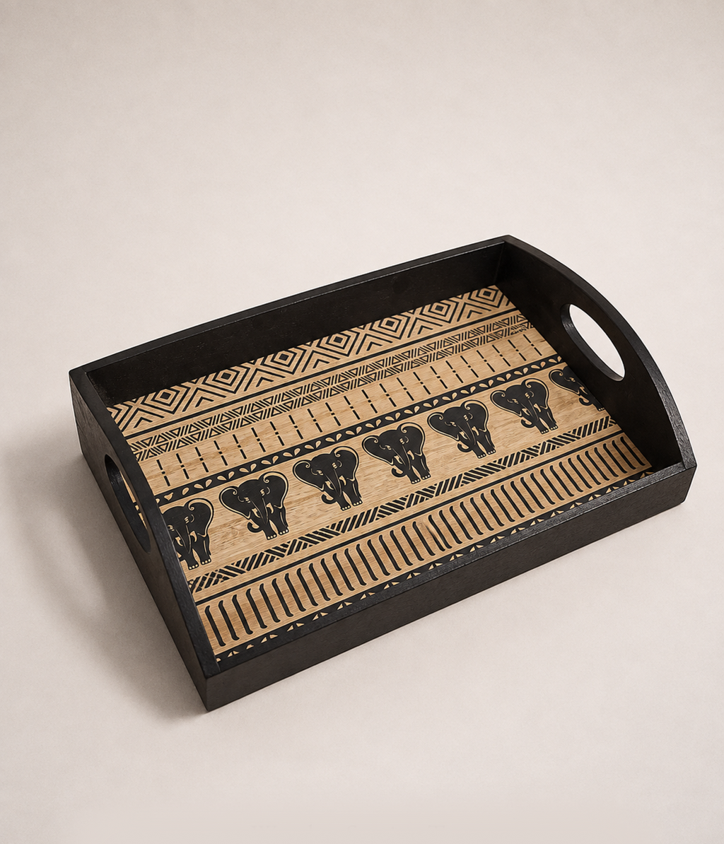 Wooden Tray With Hand-Made design